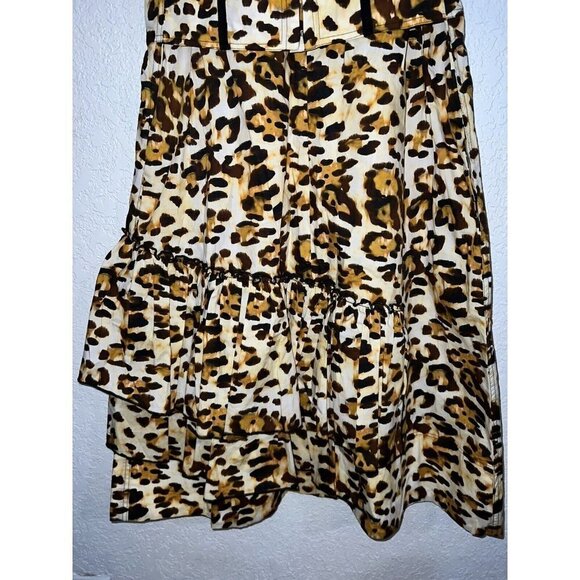 Cf Goldman Corset Cotton Leopard Dress Size 0 Retail $598 Tiered Ruffles 1A - Picture 4 of 11